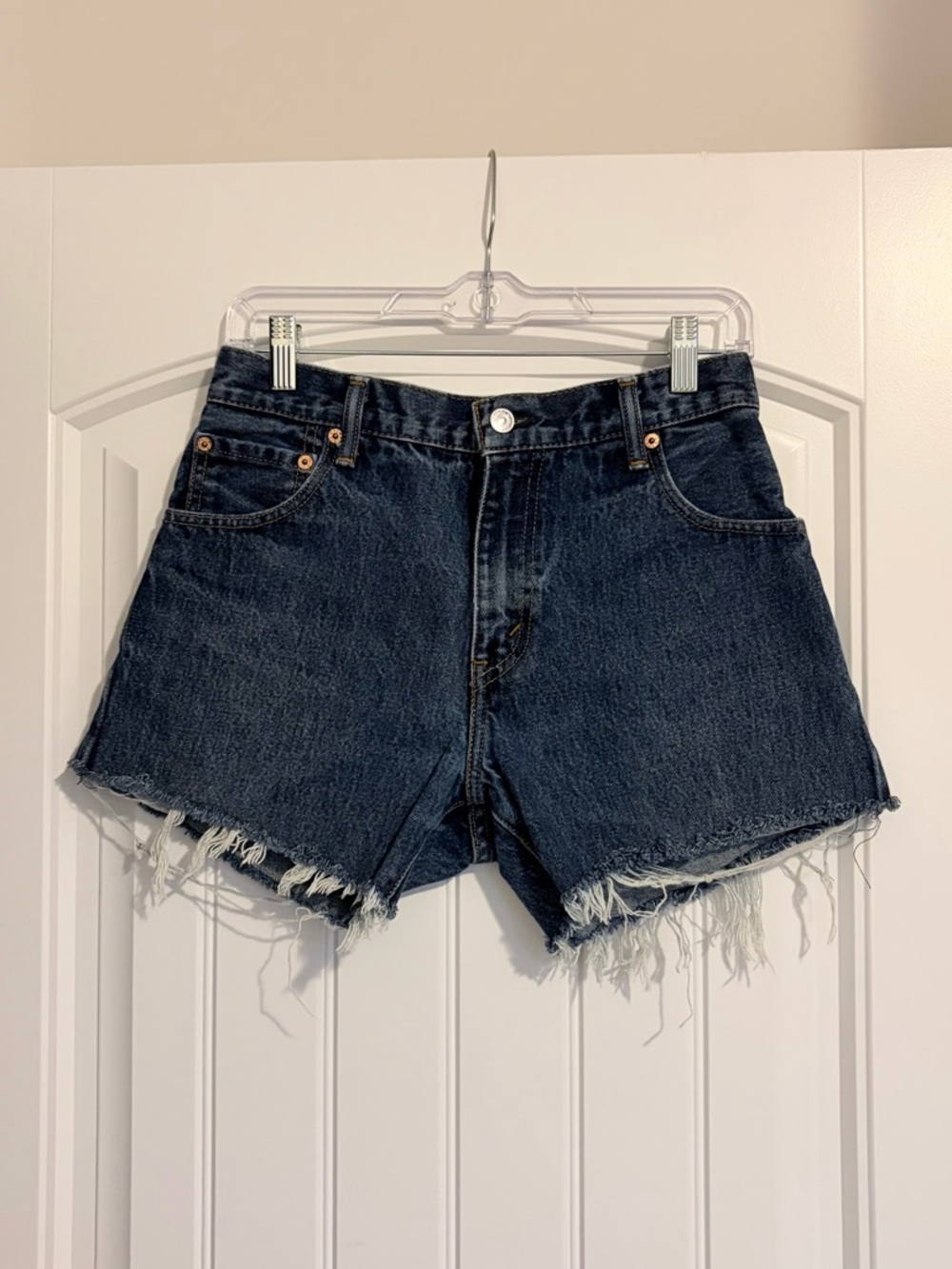 Levi’s Dark Blue High-Rise Denim Cutoff Shorts | Fit Like Size 2